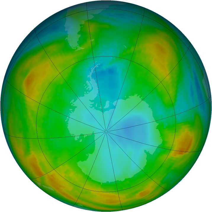 Antarctic ozone map for 04 August 1980